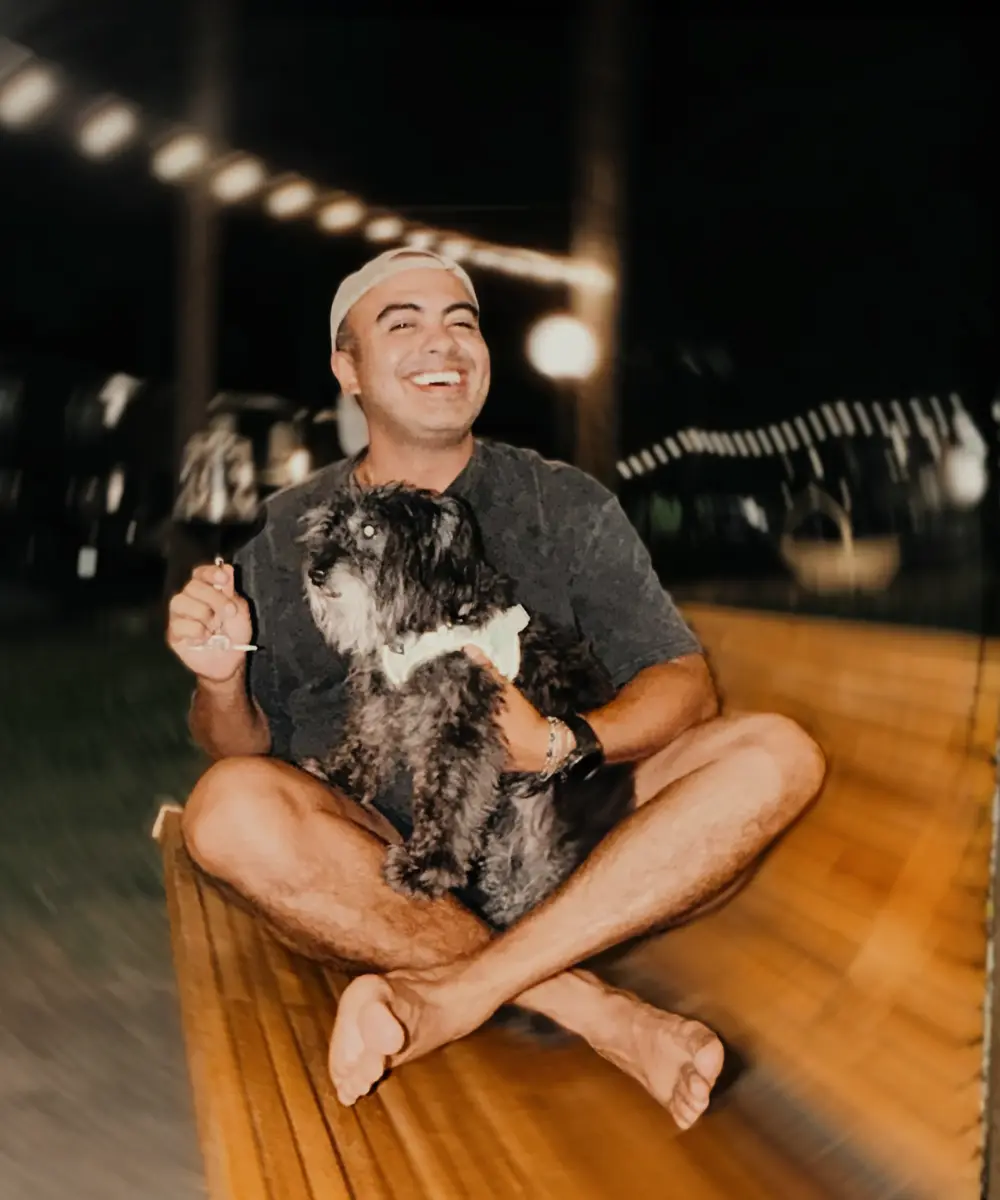 Guest with his dog at Forest Springs